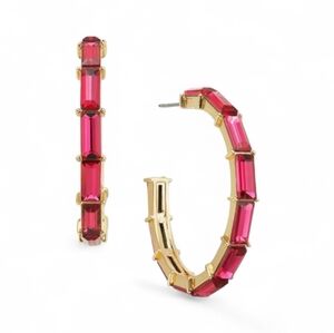 ON 34TH Medium Baguette Crystal C-Hoop Tennis Earrings, 1.3" - NWT